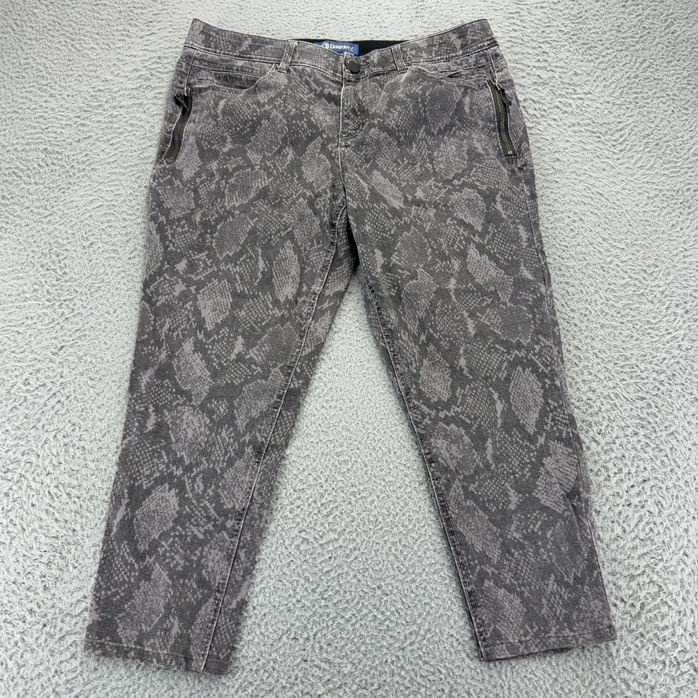Democracy Ab Solution Jeans Womens 8 Gray Snakeskin Print Zip Pocket Skinny
